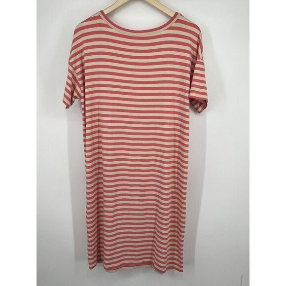 Sonnet James Play Dress Pink Striped Short Sleeve Stretch Size Medium - Picture 4 of 4